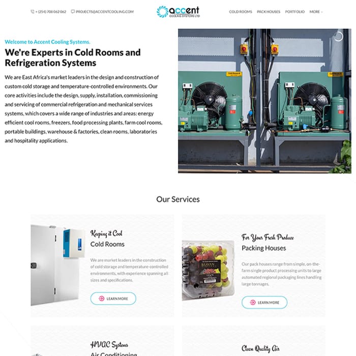 accent cooling website design