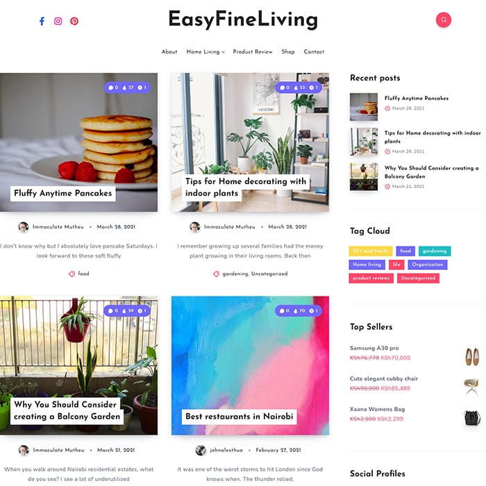 easyfineliving website design